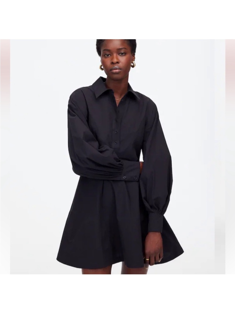 Madewell Seamed Long-Sleeve Mini Shirtdress in Poplin size 4